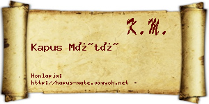 Kapus Máté névjegykártya