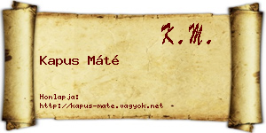 Kapus Máté névjegykártya